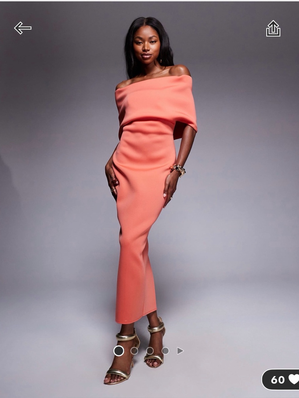 ASOS design off the shoulder Bardot midi dress
